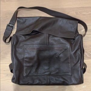 AUTHENTIC Giorgio Armani Brown Leather Travel Bag